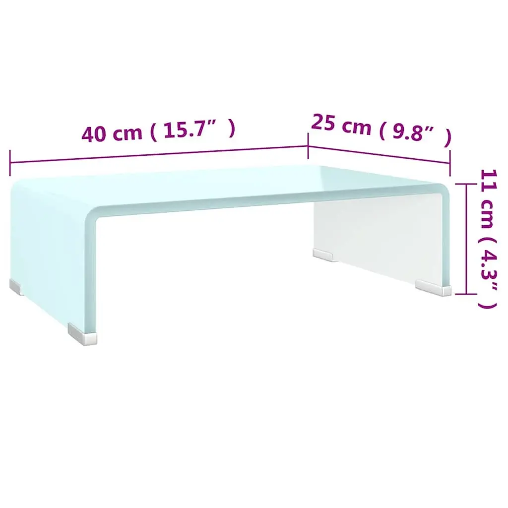 Glass TV Stand Monitor Riser for Home Office 40 x 25 x 11 cm Green Tempered Glass