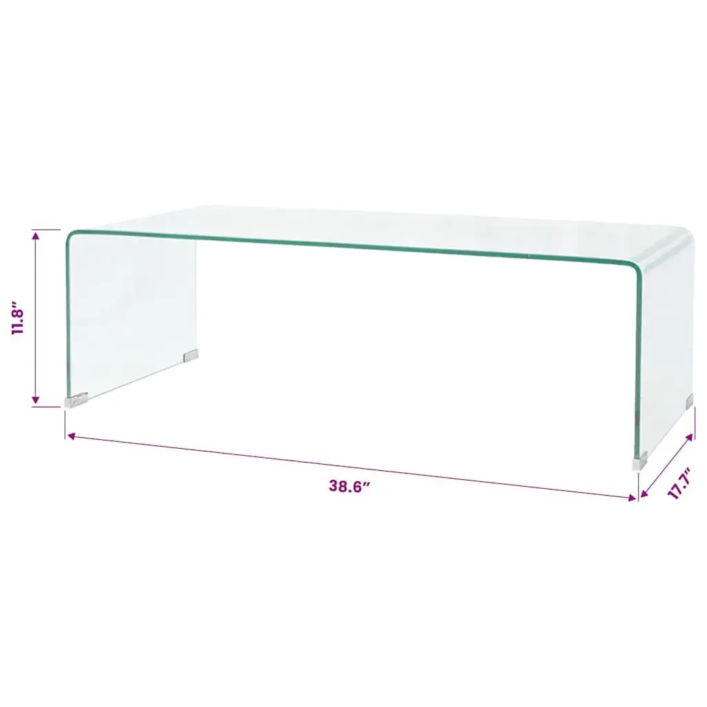 Coffee Table Tempered Glass Clear Contemporary Design Living Room Study Accent