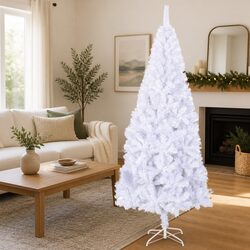 Artificial Christmas Tree 240cm White 1300 Branch Tips Holiday Home Garden Decor