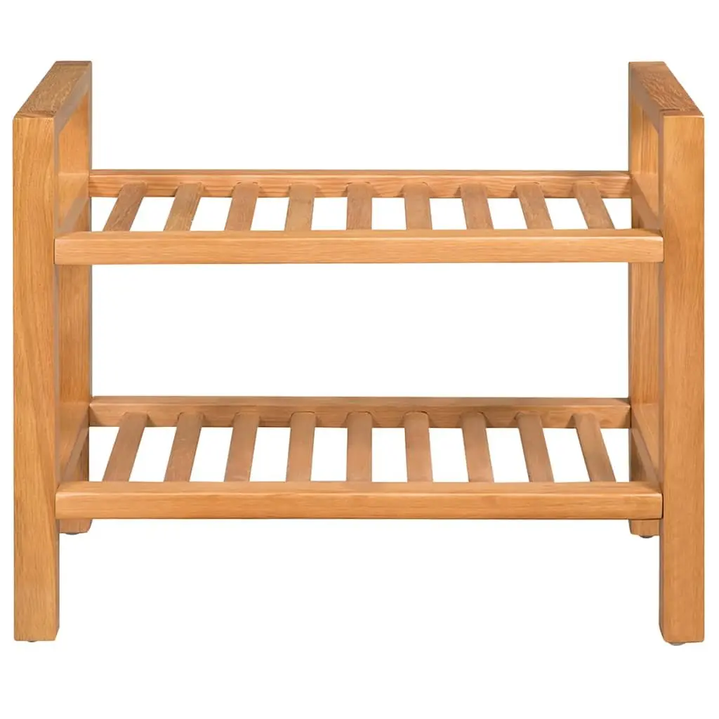 Solid Oak Shoe Rack with 2 Shelves