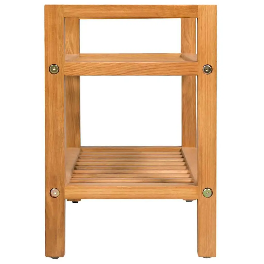 Solid Oak Shoe Rack with 2 Shelves