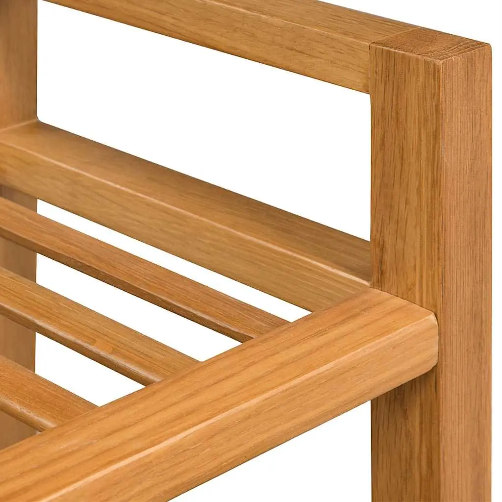Solid Oak Shoe Rack with 2 Shelves