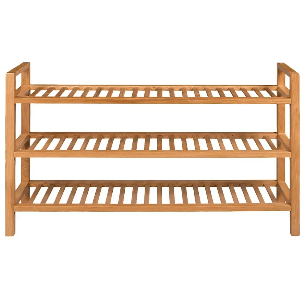 Wooden Shoe Rack Organiser Hallway 3 Shelf Brown Oak 100x27x60cm