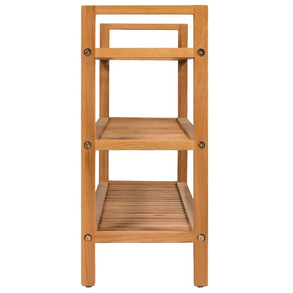 Wooden Shoe Rack Organiser Hallway 3 Shelf Brown Oak 100x27x60cm