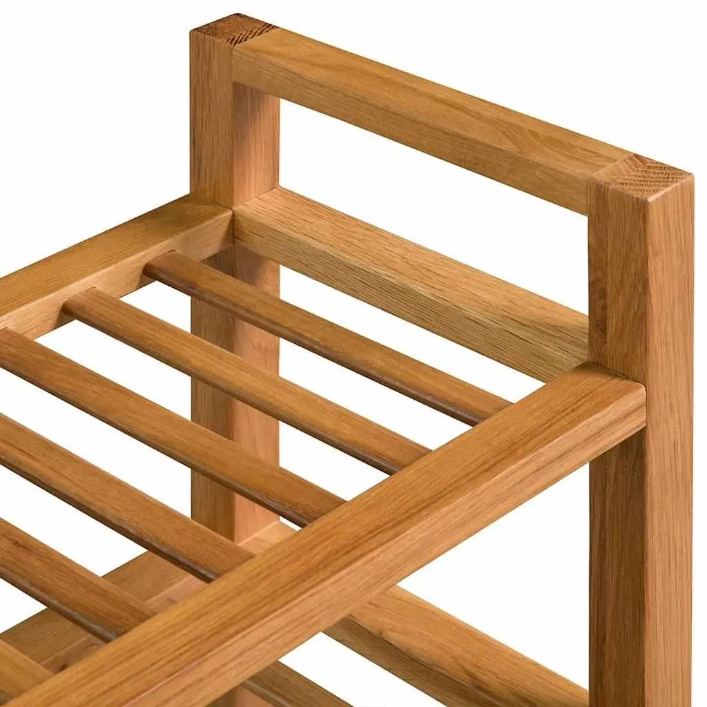Wooden Shoe Rack Organiser Hallway 3 Shelf Brown Oak 100x27x60cm