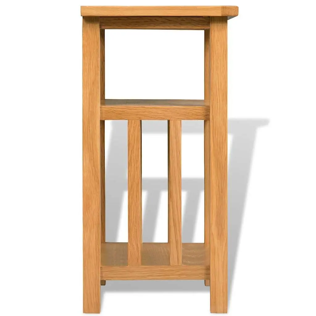 End Table with Magazine Shelf Living Room Accent Solid Oak Wood Brown 27x35x55cm
