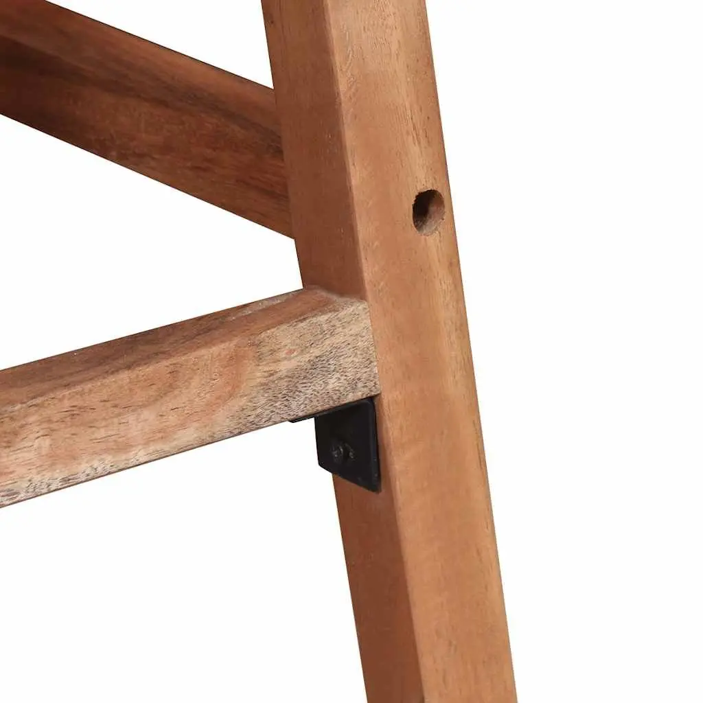 Bar Stools Set of 2 Brown Solid Acacia Wood Handmade Kitchen Counter Seating