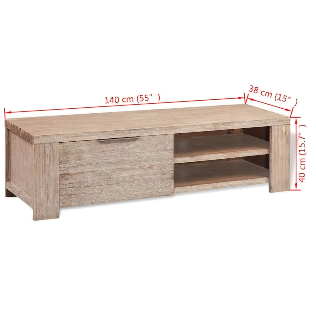 TV Cabinet Solid Acacia Wood Brushed Living Room Bedroom Storage Unit