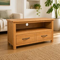 Wooden TV Cabinet Specs: 90x35x48 cm, Solid Oak Construction