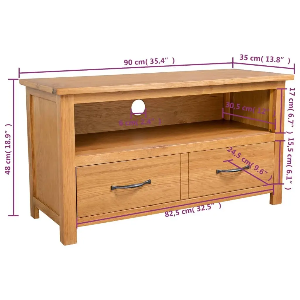 Wooden TV Cabinet for Living Room Brown 90 x 35 x 48 cm