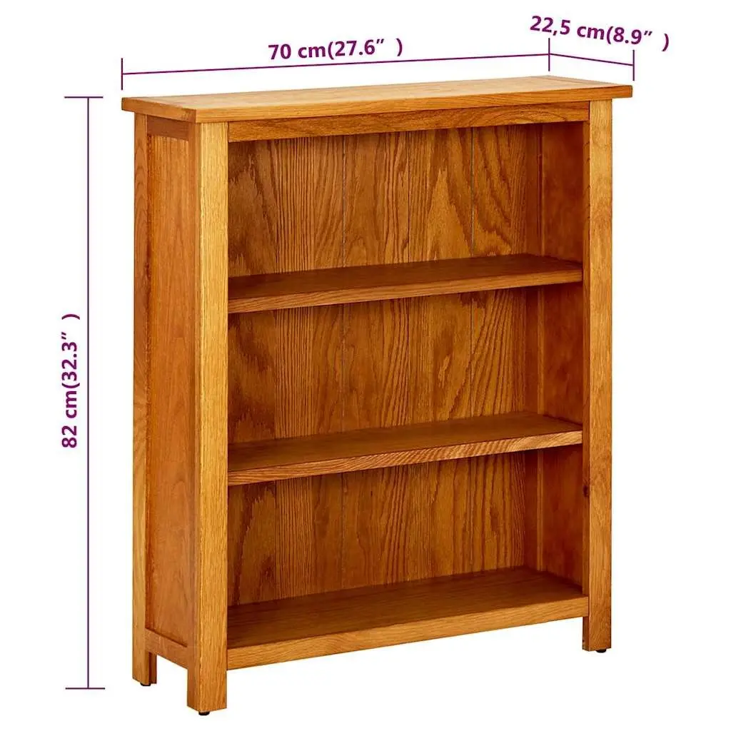 3-Tier Wooden Bookcase for Study Room Living Space Home Library 70x22.5x82cm