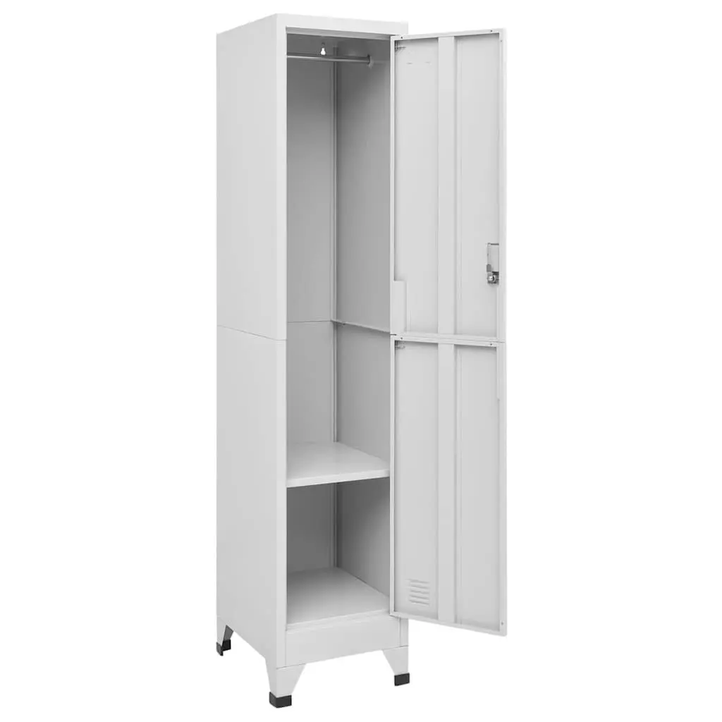 Locker Cabinet Grey Storage Unit Compartment Shelf Hanging Bar Industrial Decor