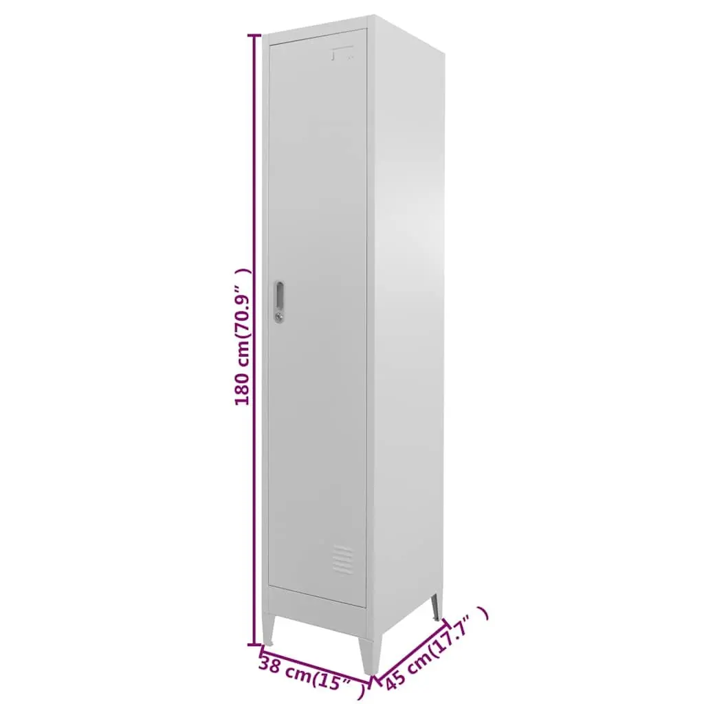 Locker Cabinet Grey Storage Unit Compartment Shelf Hanging Bar Industrial Decor