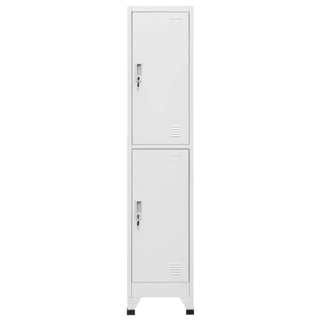 Storage Locker Cabinet for Sports Facilities Offices Industrial Grey Steel 2 Compartments