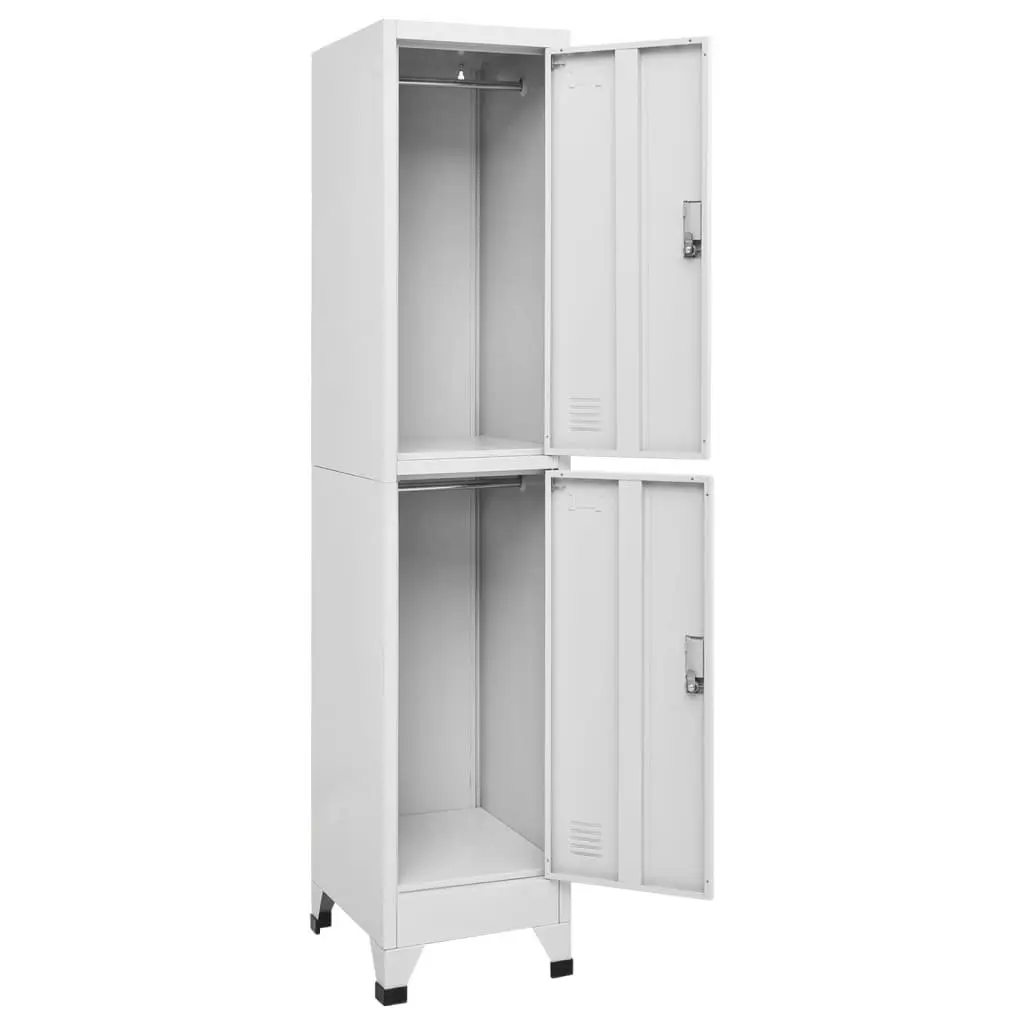 Storage Locker Cabinet for Sports Facilities Offices Industrial Grey Steel 2 Compartments
