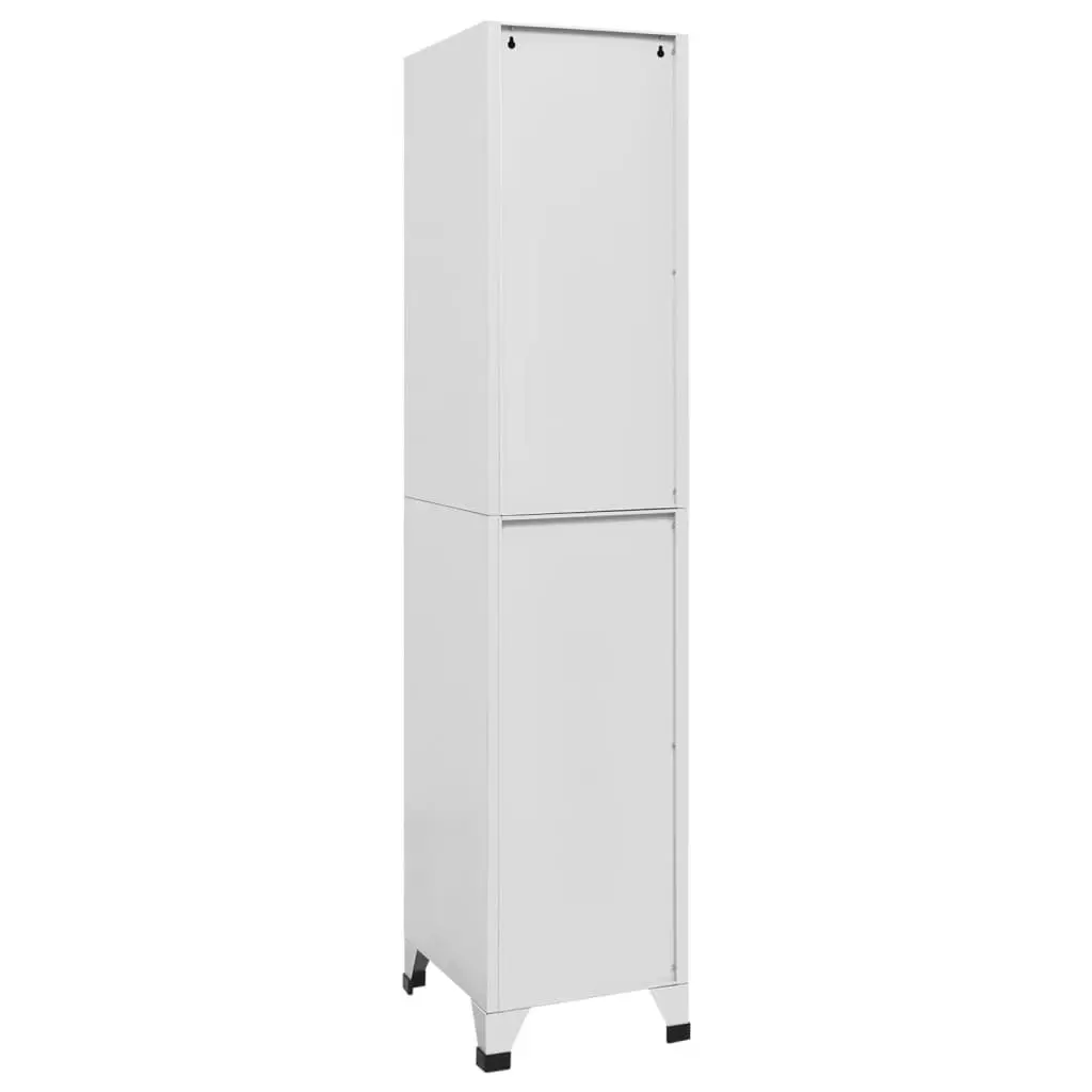 Storage Locker Cabinet for Sports Facilities Offices Industrial Grey Steel 2 Compartments