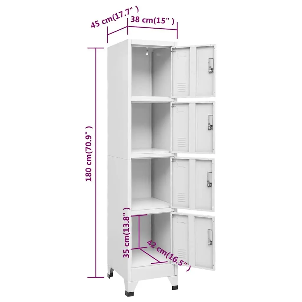 Grey Locker Cabinet with 4 Compartments