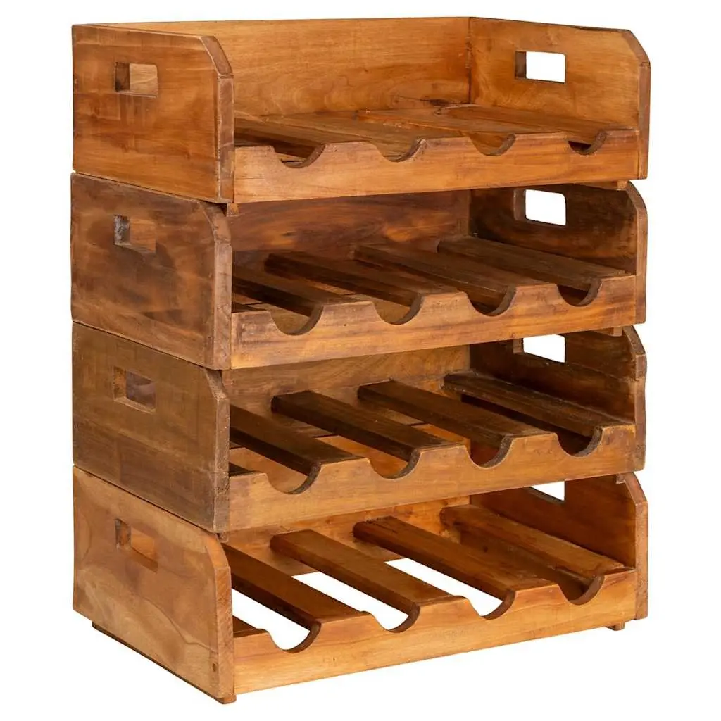 Wine Rack Set for Kitchen Dining Bar 4 Piece Wooden Storage Holder Stackable Display