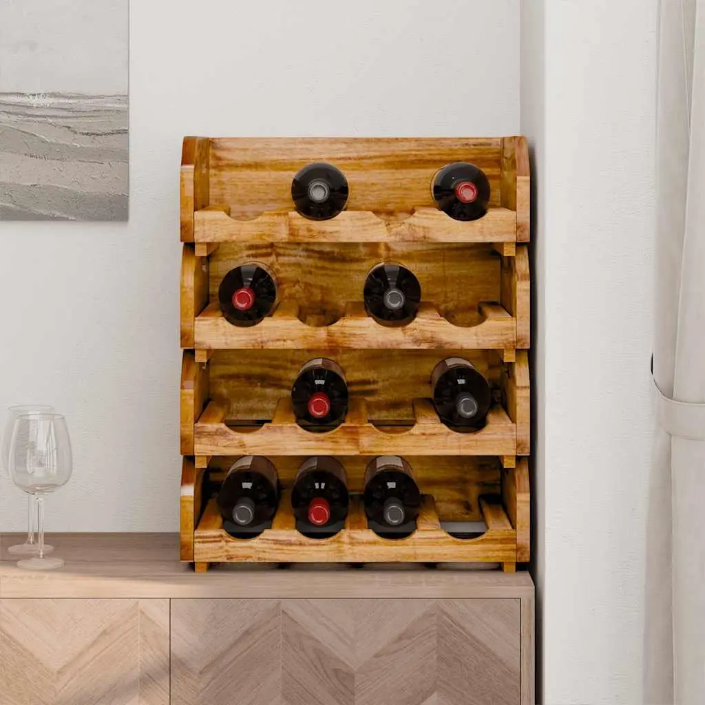 Wine Rack Set for Kitchen Dining Bar 4 Piece Wooden Storage Holder Stackable Display