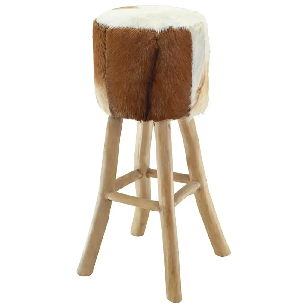 Rustic Bar Stool with Leather Seat