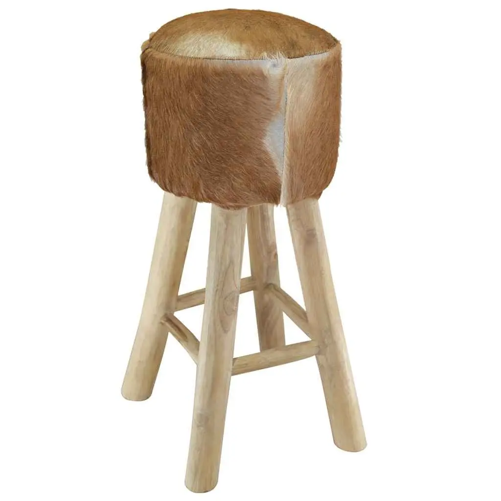 Rustic Bar Stool with Leather Seat