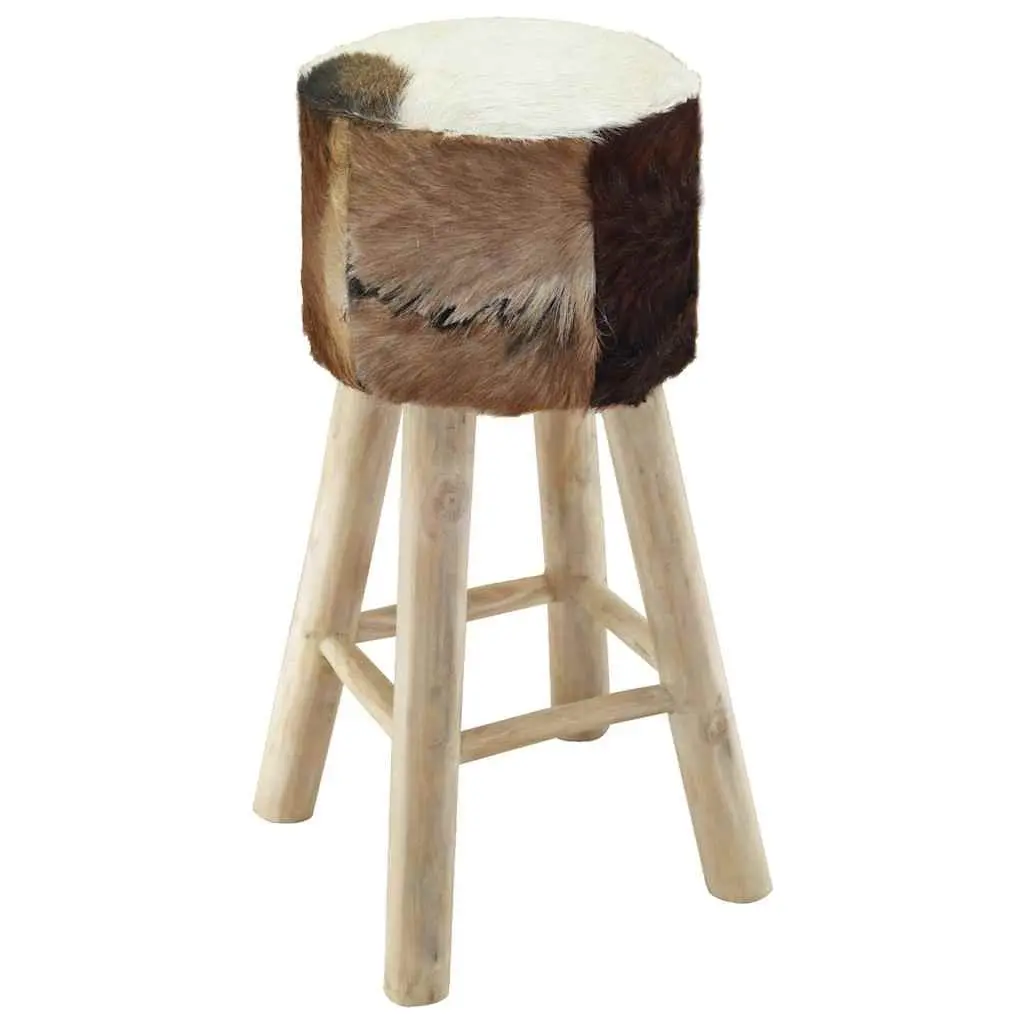 Rustic Bar Stool with Leather Seat