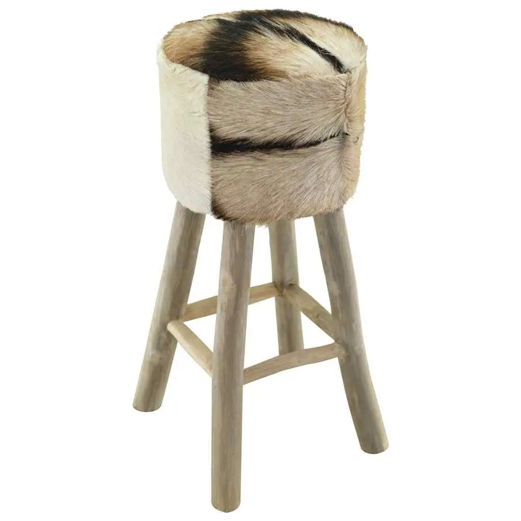 Rustic Bar Stool with Leather Seat