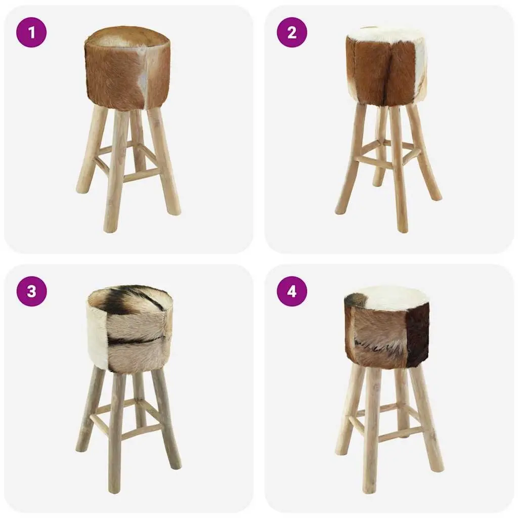 Rustic Bar Stool with Leather Seat