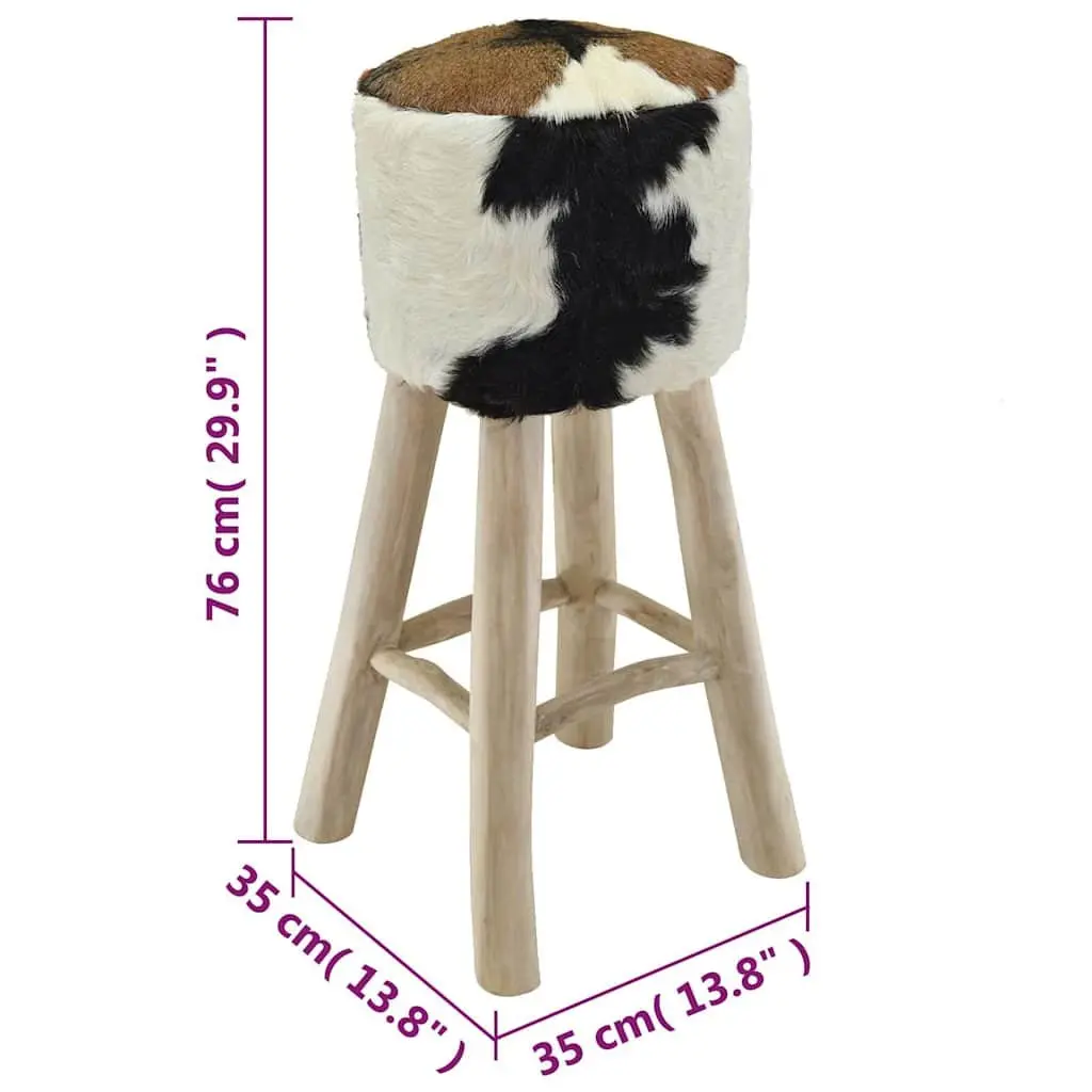 Rustic Bar Stool with Leather Seat