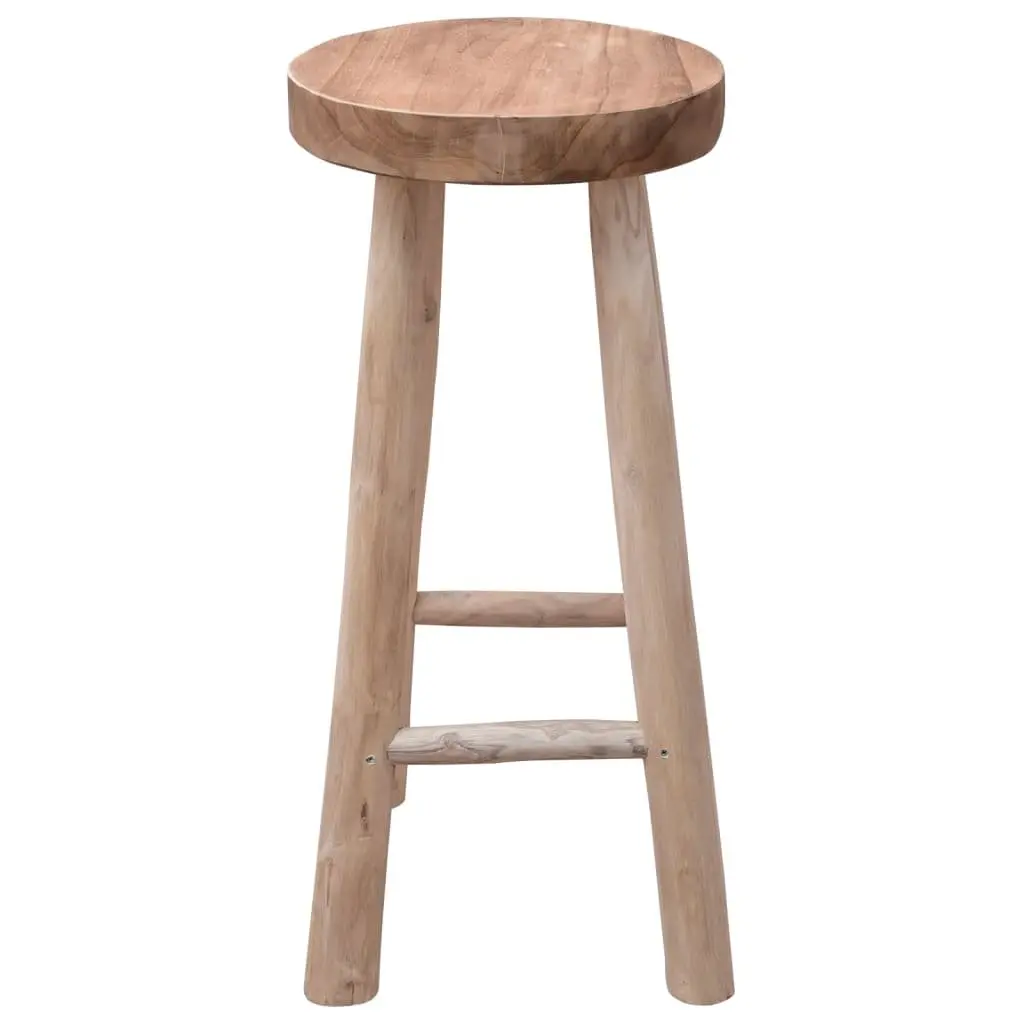 Bar Stool Kitchen Dining Rustic Solid Teak Wood Brown Curved Legs