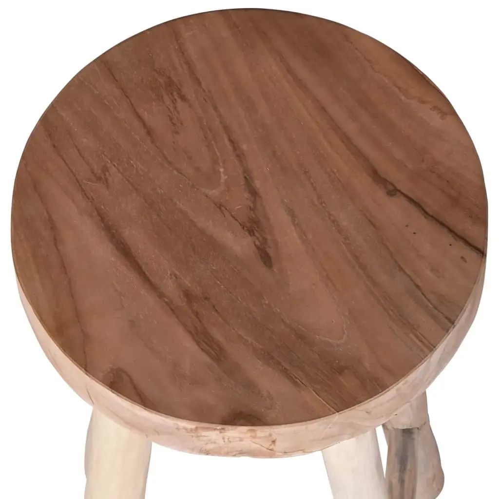Bar Stool Kitchen Dining Rustic Solid Teak Wood Brown Curved Legs
