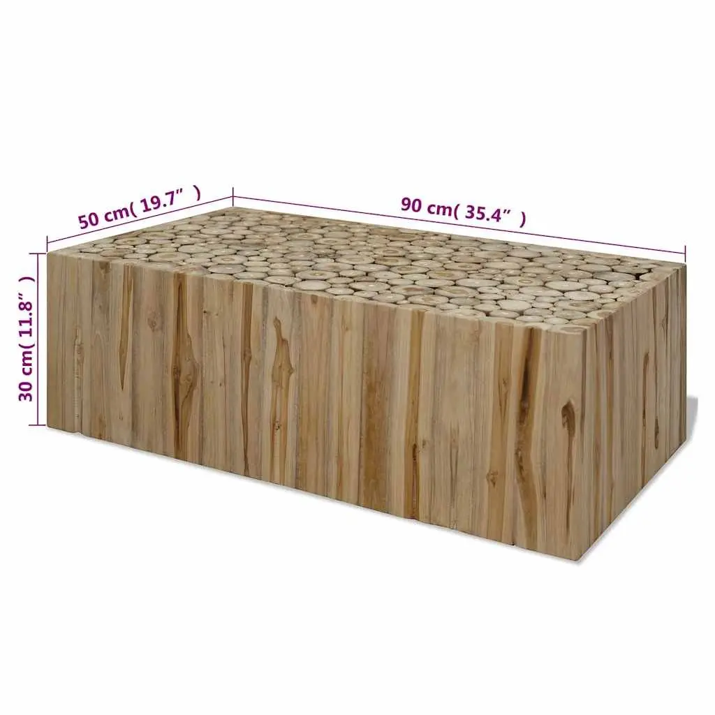 Coffee Table Accent Living Room Furniture Brown Wood Teak Style Side End Table