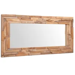 Decorative Mirror with Teak Frame, 120 x 60 cm Dimensions