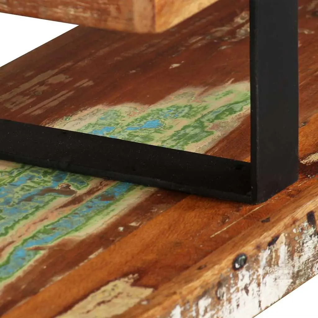 TV Stand Solid Reclaimed Wood Brown Stackable Storage Cabinet 2-Tier Lowboard