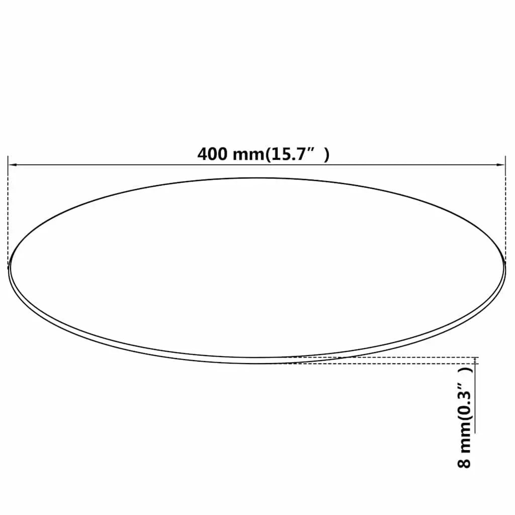 Round Tempered Glass Table Top for Dining Coffee Garden 400mm Black