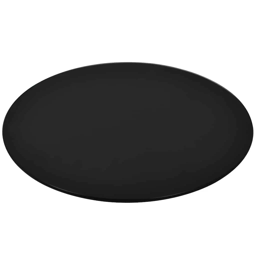 700mm Black Round Tempered Glass Top