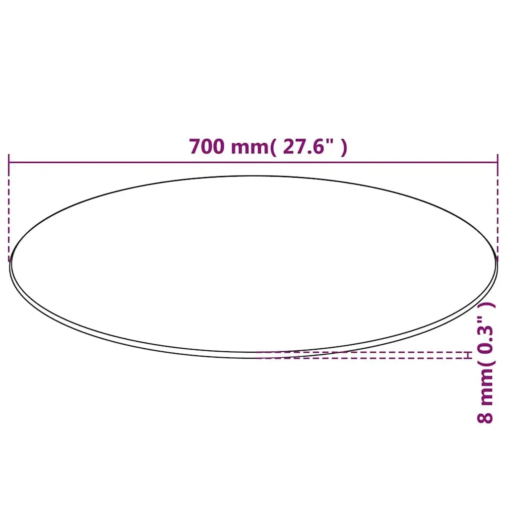 700mm Black Round Tempered Glass Top