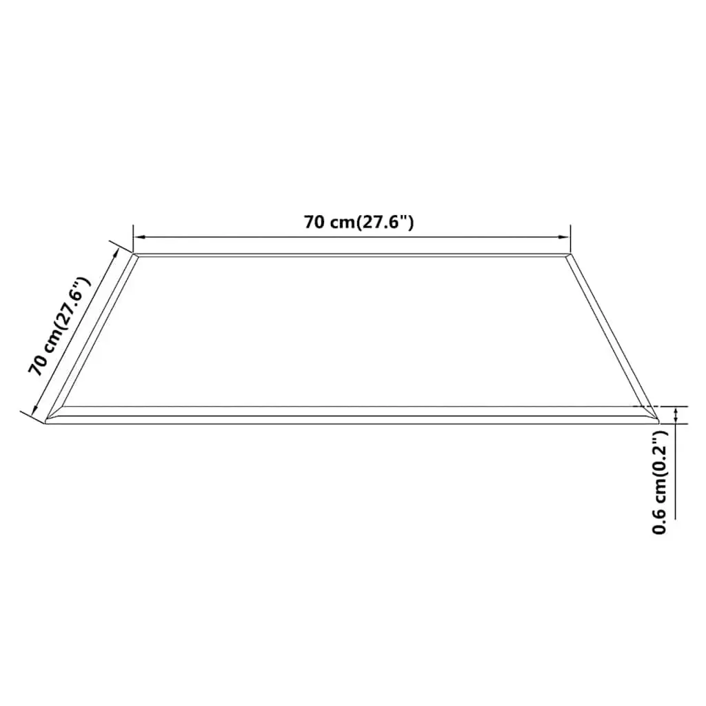 Tempered Glass Table Top Square 700x700mm Black Dining Coffee Garden