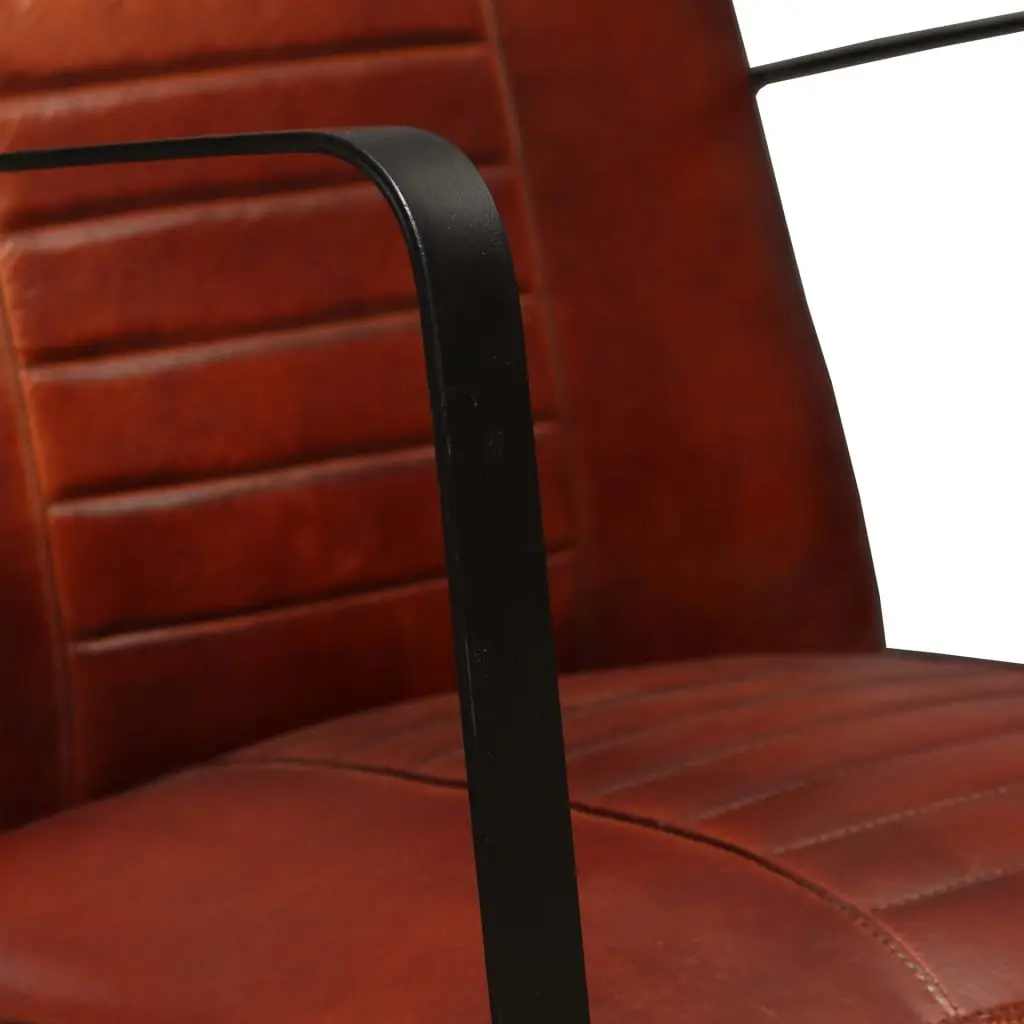 Lounge Chair Brown Leather Industrial Design Comfortable Foam Padded