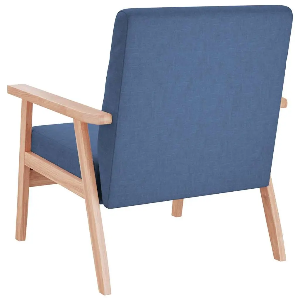 Blue Upholstered Lounge Chair for Living Room Soft Fabric Foam Padded Solid Wood Frame