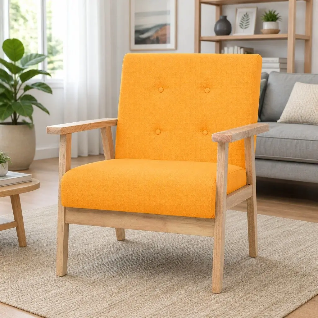 Yellow Fabric Armchair