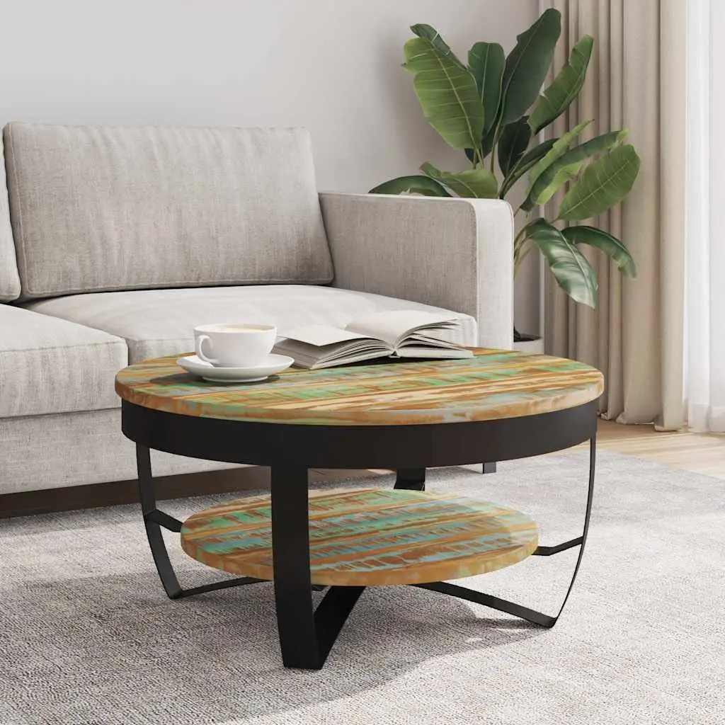 Coffee Table Industrial Vintage Style 65 cm Handmade Solid Reclaimed Wood