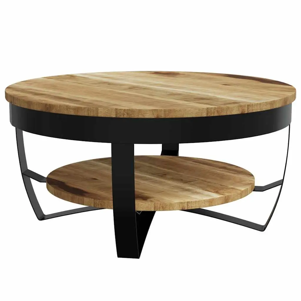 Coffee Table 65cm Solid Mango Wood Industrial Vintage Side End Table Shelf