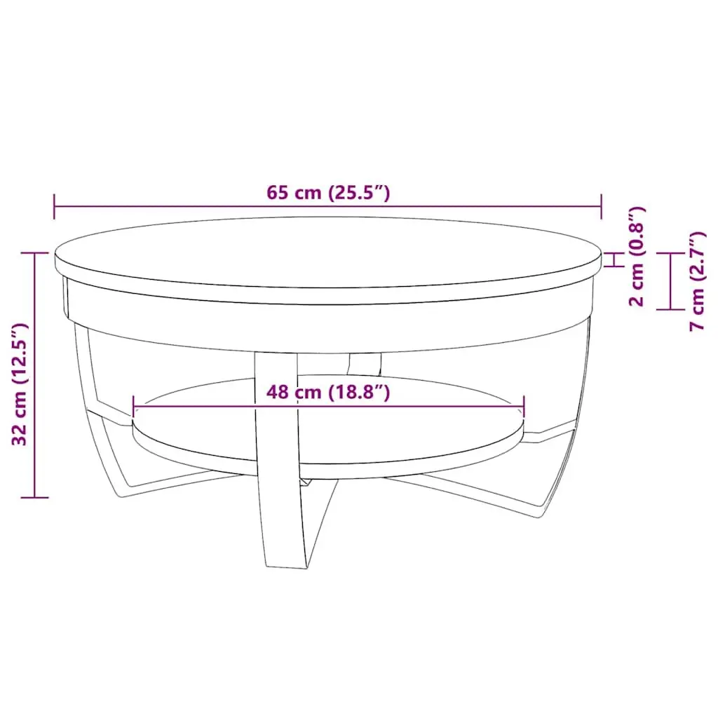 Coffee Table 65cm Solid Mango Wood Industrial Vintage Side End Table Shelf