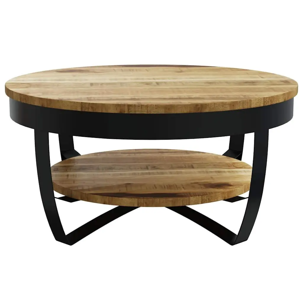 Coffee Table 65cm Solid Mango Wood Industrial Vintage Side End Table Shelf