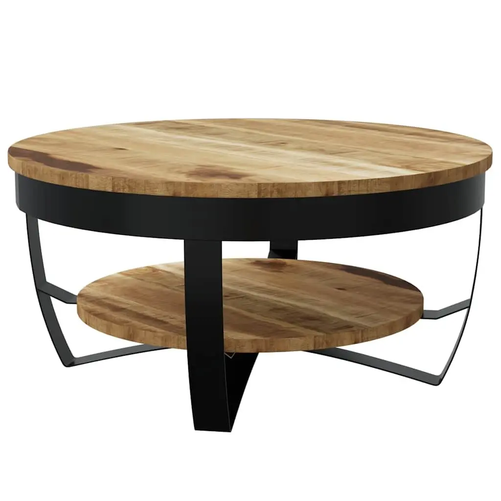 Coffee Table 65cm Solid Mango Wood Industrial Vintage Side End Table Shelf