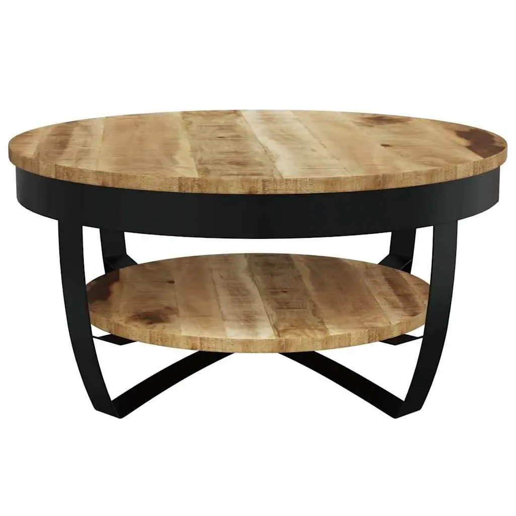 Coffee Table 65cm Solid Mango Wood Industrial Vintage Side End Table Shelf