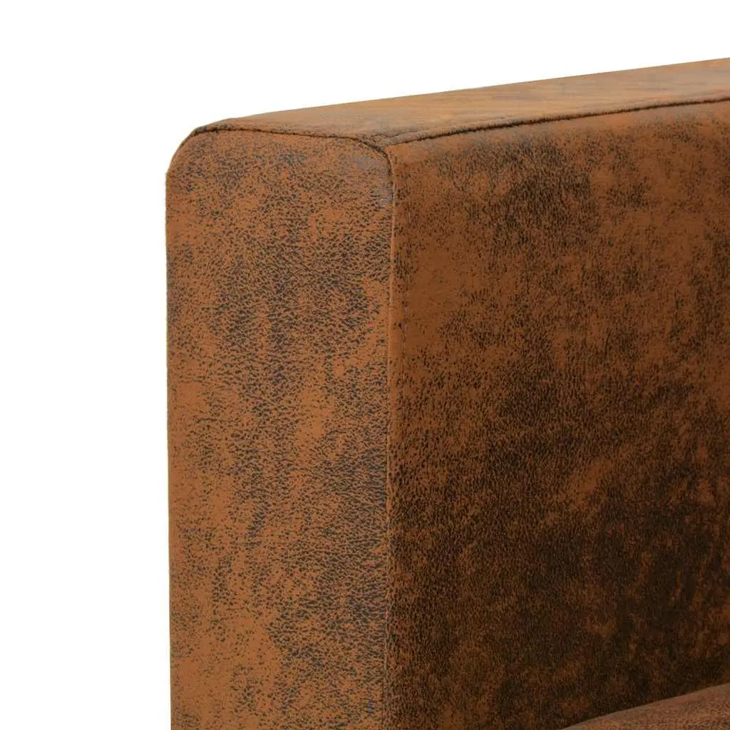 2-Seater Sofa Brown Artificial Suede Modern Living Room Furniture Lounge Couch