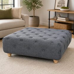 Pouffe Specifications: Grey Upholstered Footrest
