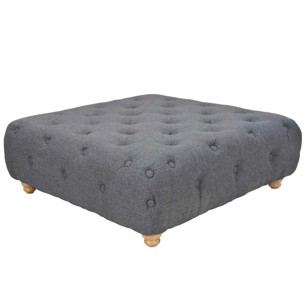 Pouffe Fabric Footrest Ottoman Grey Upholstered Seat Stool Home Furniture Decor